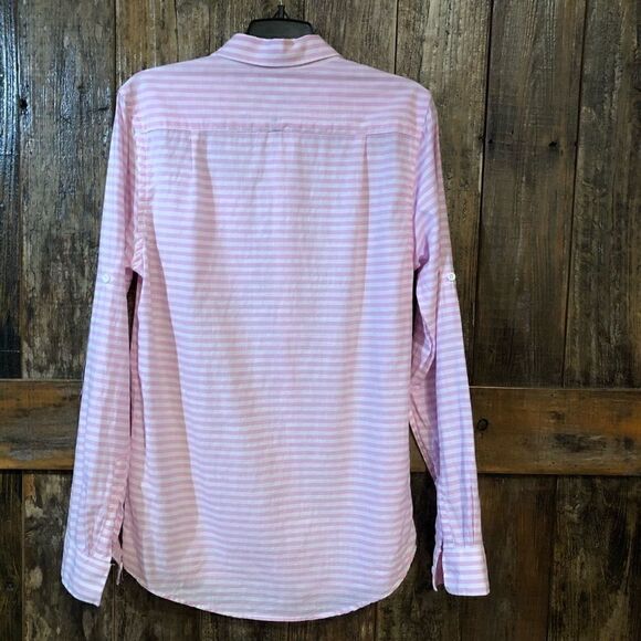 Heritage Sz M Pink White Classic Stripe Slim Fit Button Down Shirt - Picture 2 of 9